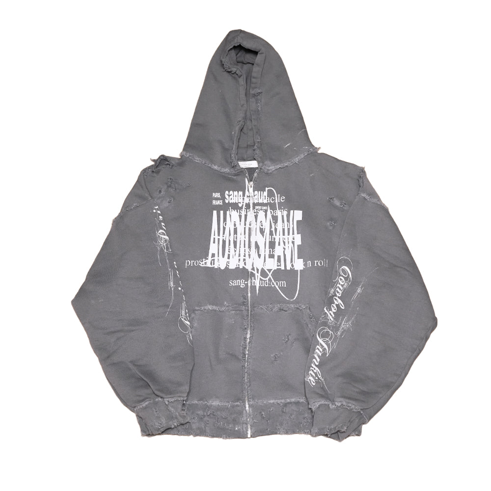 1 OF 1 SANG CHAUD ART GALLERY XTC AUDIOSLAVE ZIP HOODIE GREY