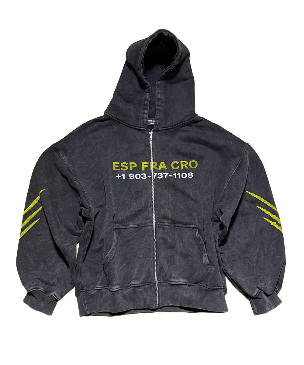 1 of 1 ESP FRA CRO Zip Hoodie Grey/Yellow