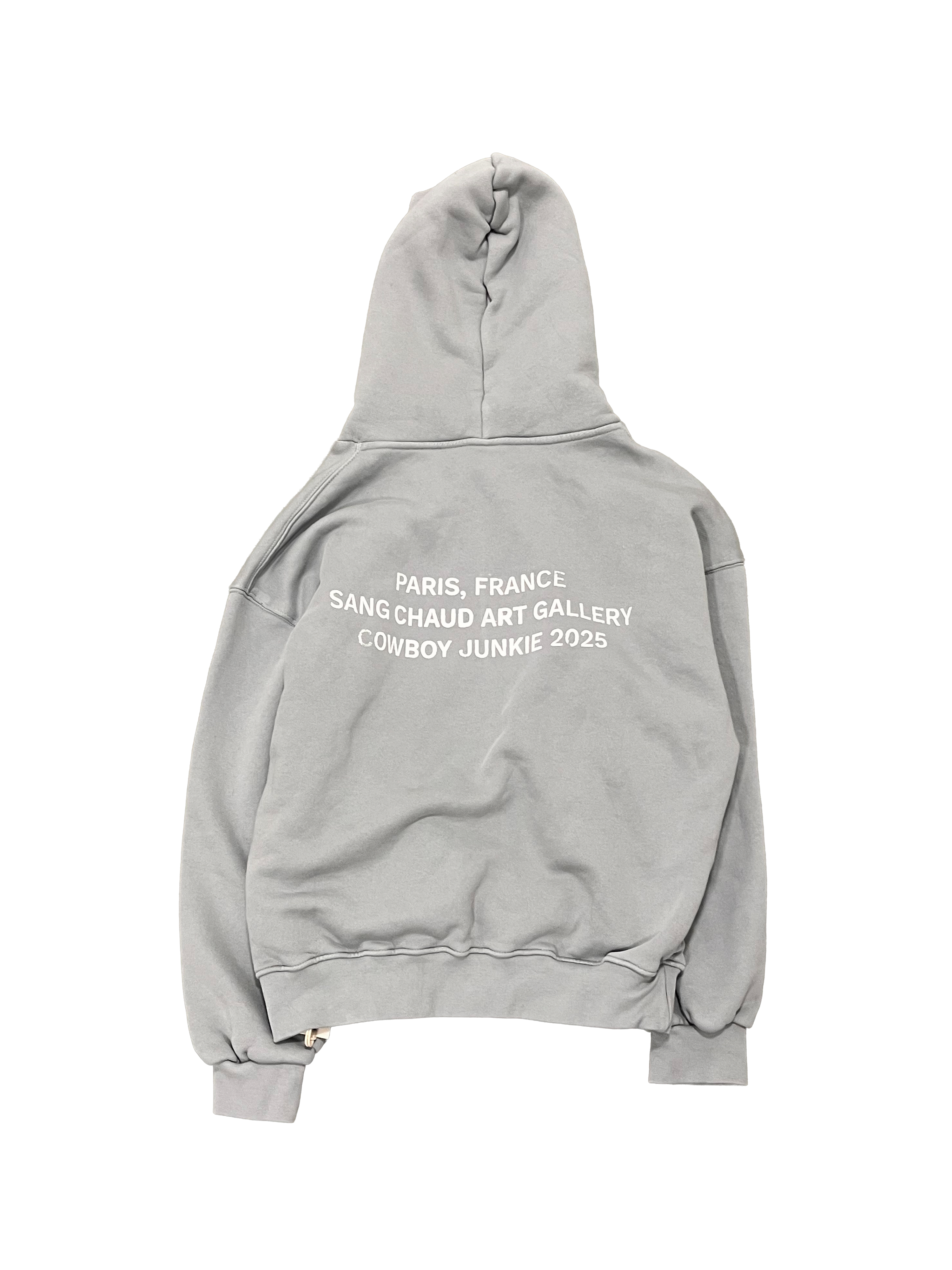 1 OF 1 SANG CHAUD ART GALLERY COWBOY JUNKIE CIGARETTE ZIP HOODIE LIGHT GREY