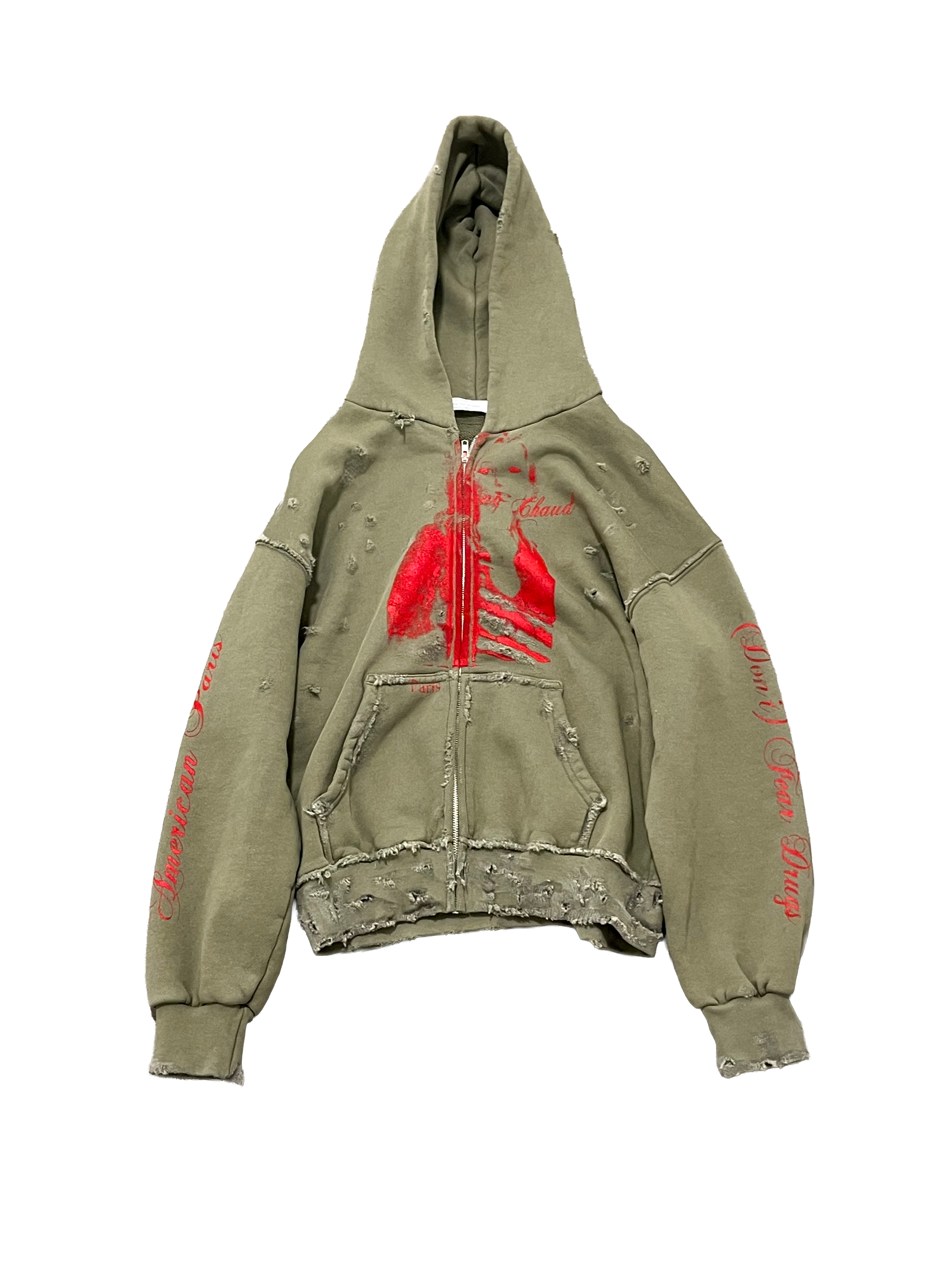1 OF 1 SANG CHAUD ART GALLERY COWBOY JUNKIE SHATTERED PARIS ZIP HOODIE