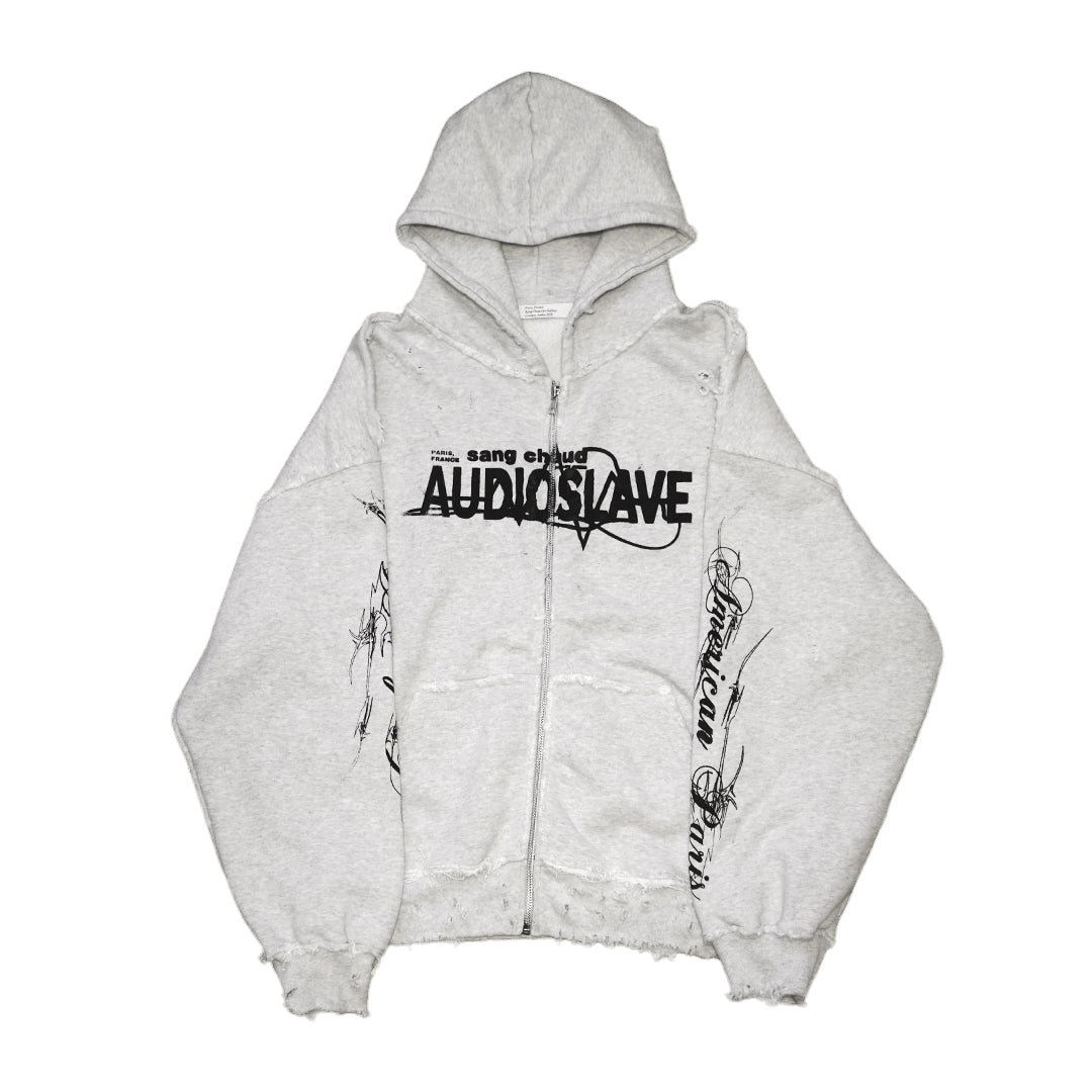 1 OF 1 SANG CHAUD ART GALLERY COWBOY JUNKIE AUDIOSLAVE ZIP HOODIE GREY