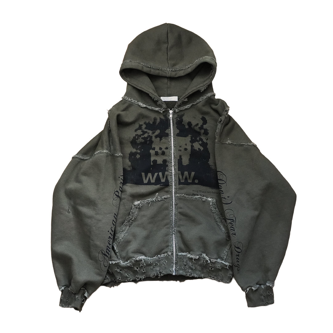 1 OF 1 SANG CHAUD ART GALLERY WWW. ZIP HOODIE ARMY GREEN