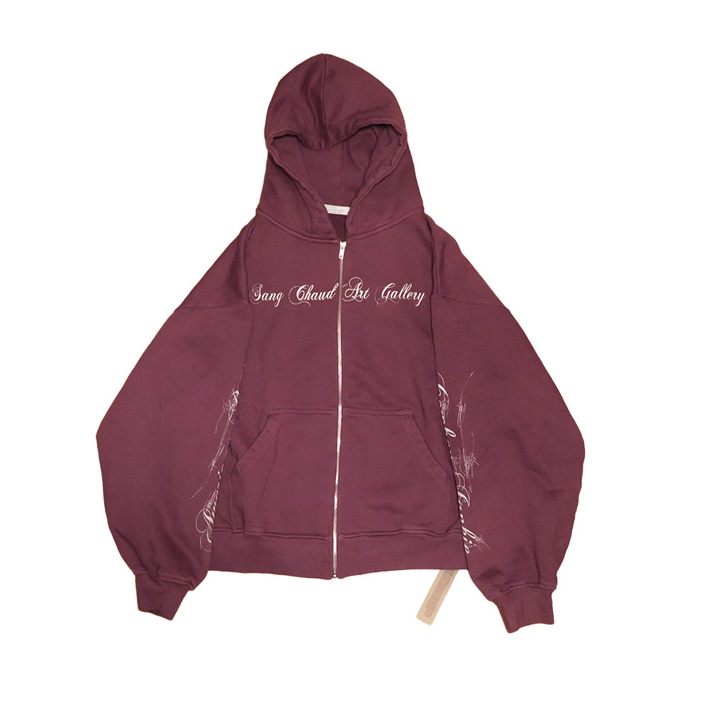 1 OF 1 SANG CHAUD ART GALLERY TERRORTEC PLAYLIST ZIP HOODIE PURPLE