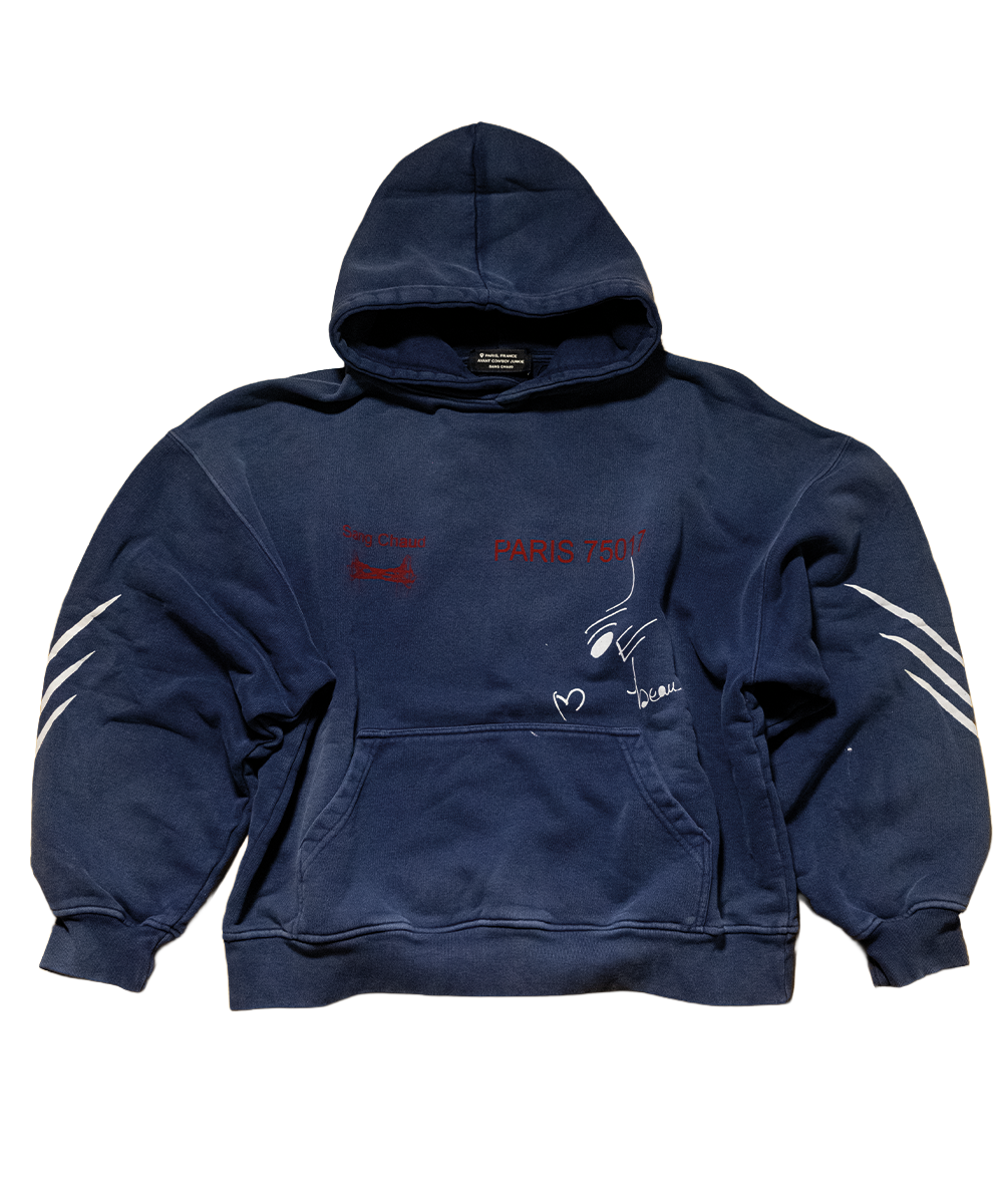 1 of 1 Paris 75017 Beau Logo Hoodie Blue