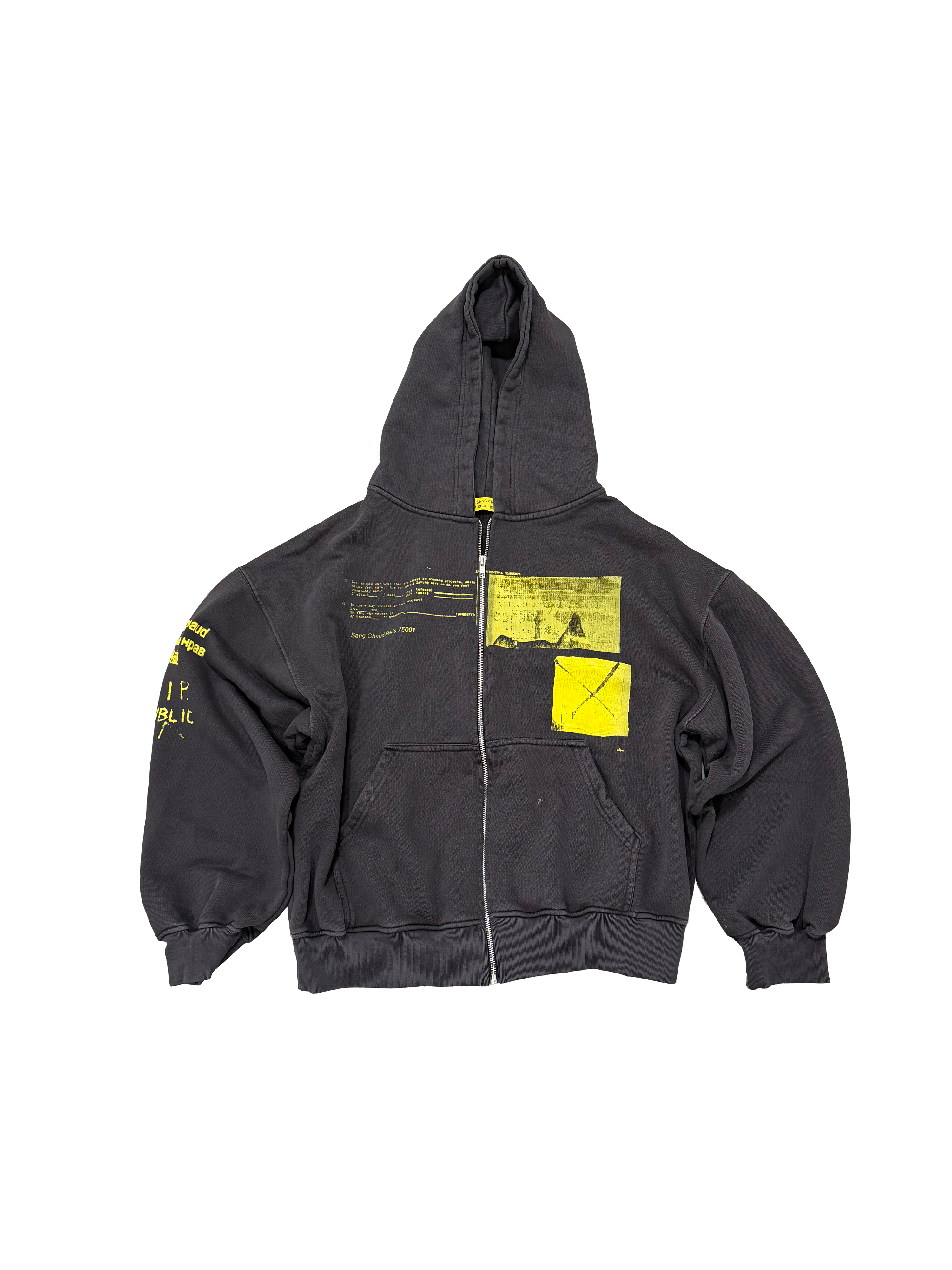 1 OF 1 SANG CHAUD ART GALLERY PUBLIC HOUSING CHICAGO ZIP HOODIE GREY