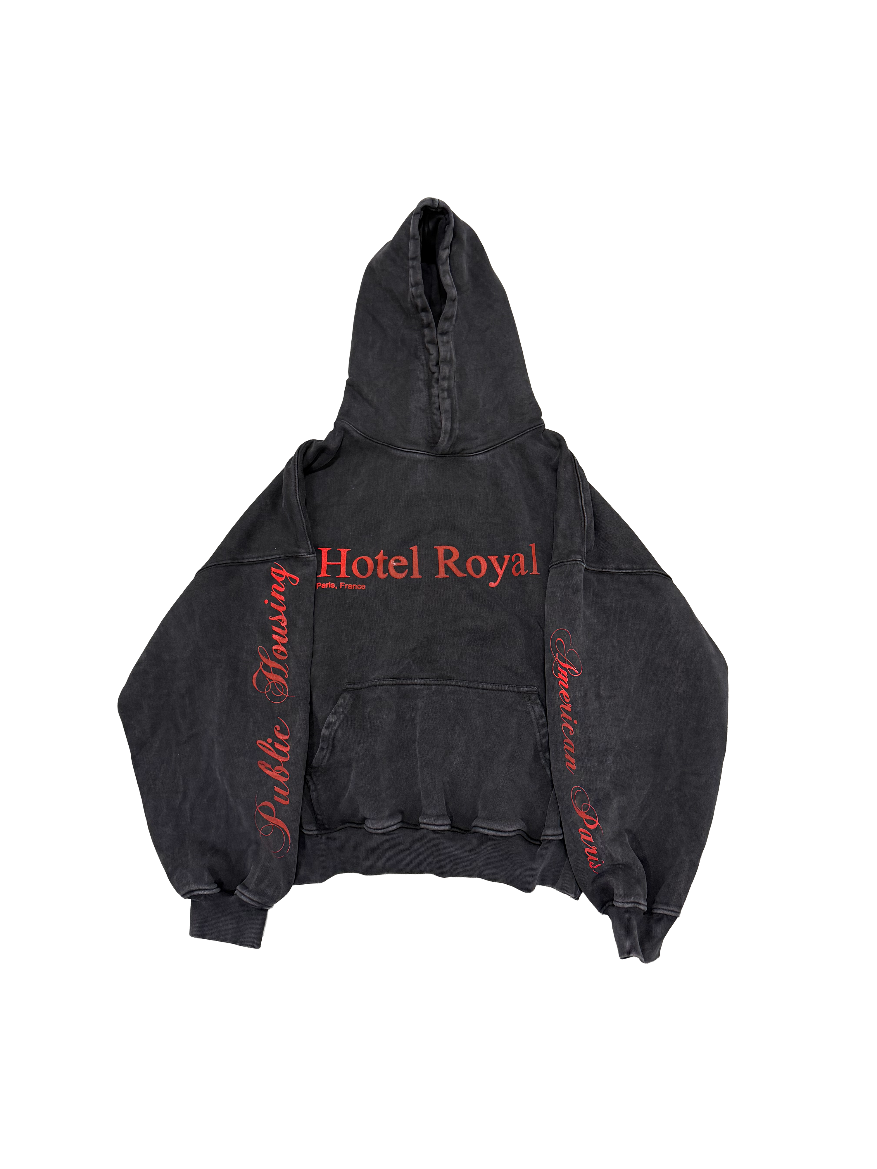 1 OF 1 SANG CHAUD ART GALLERY PUBLIC HOUSING HOTEL ROYAL HOODIE WASHED BLACK/RED
