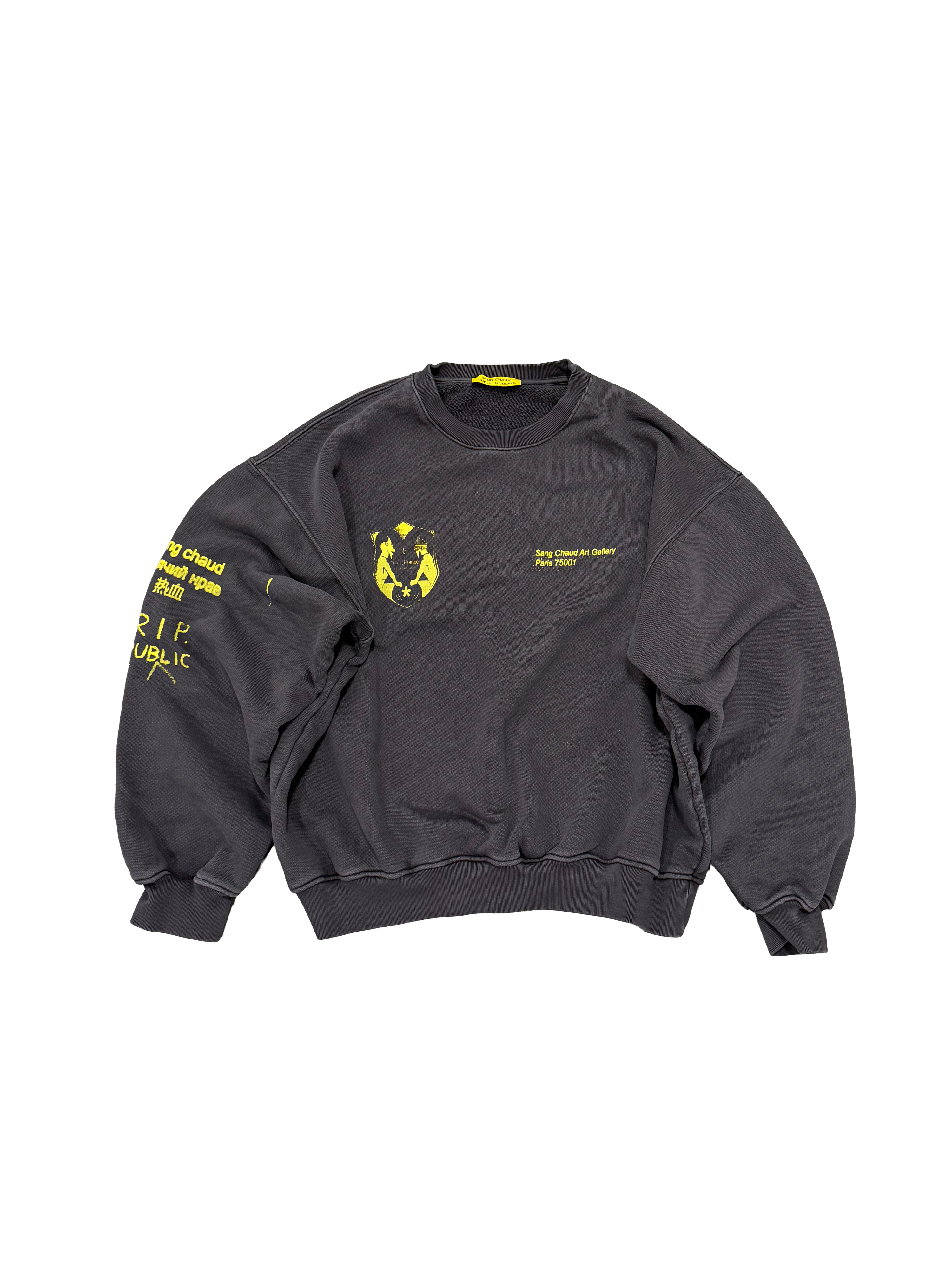 1 OF 1 SANG CHAUD ART GALLERY PUBLIC HOUSING SWEATER GREY/YELLOW