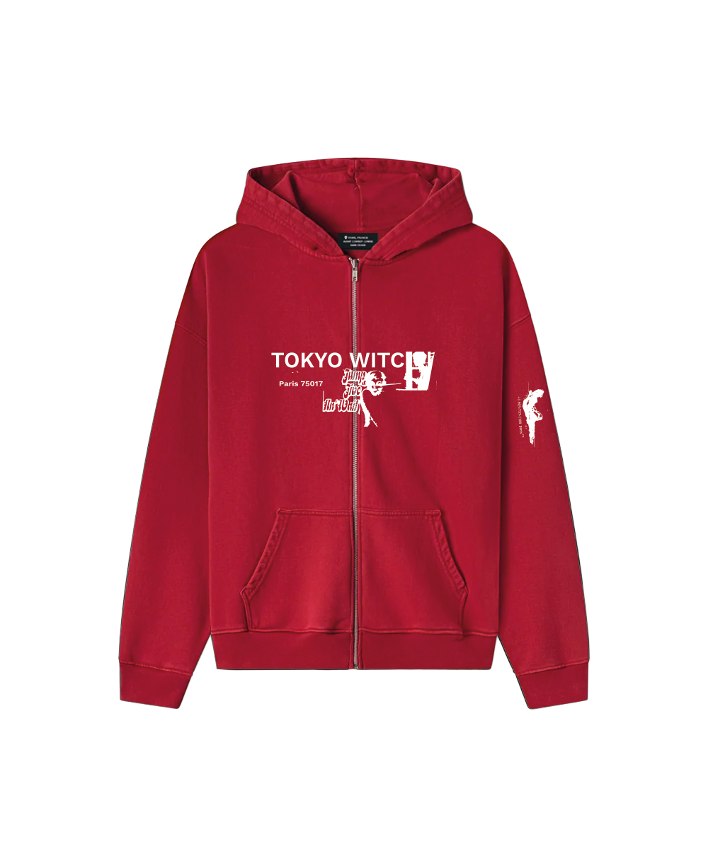Tokyo Witch Zip Hoodie Red