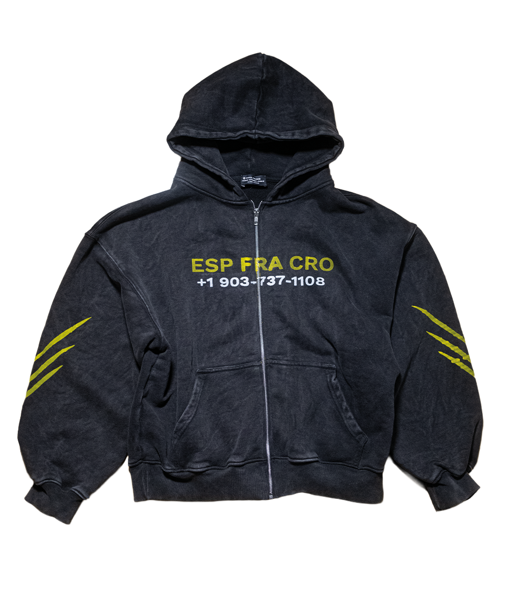1 of 1 ESP FRA CRO Zip Hoodie Grey/Yellow