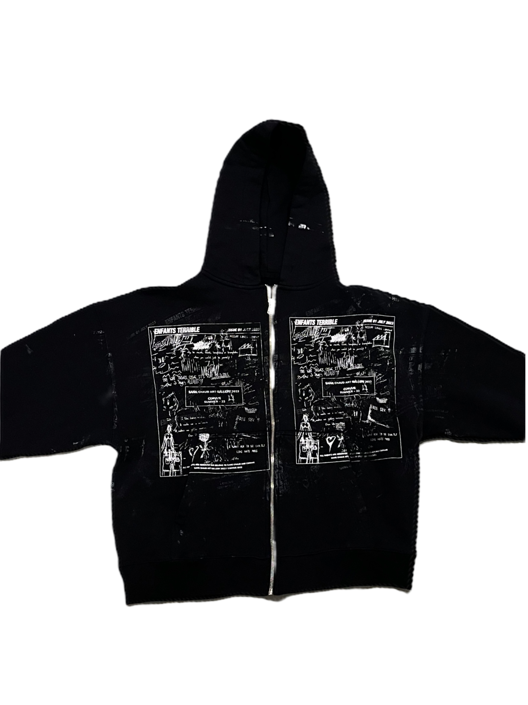 ISSUE 01 ZIP HOODIE BLACK/WHITE
